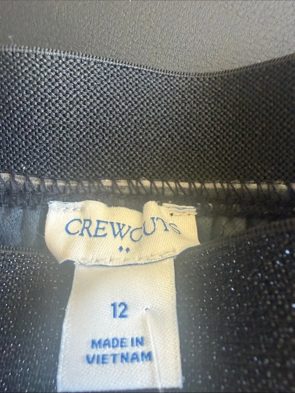 Crewcuts Black Faux Leather Pleated Skirt Girls Size 12 Metallic Pleated